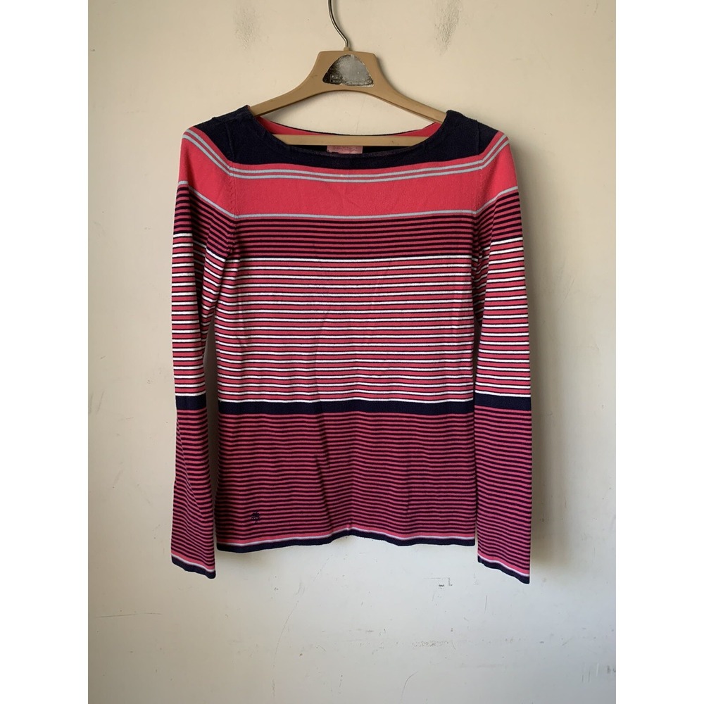 Lilly Pulitzer Women Sweater Medium Pink Striped Nautical Preppy Valentines
